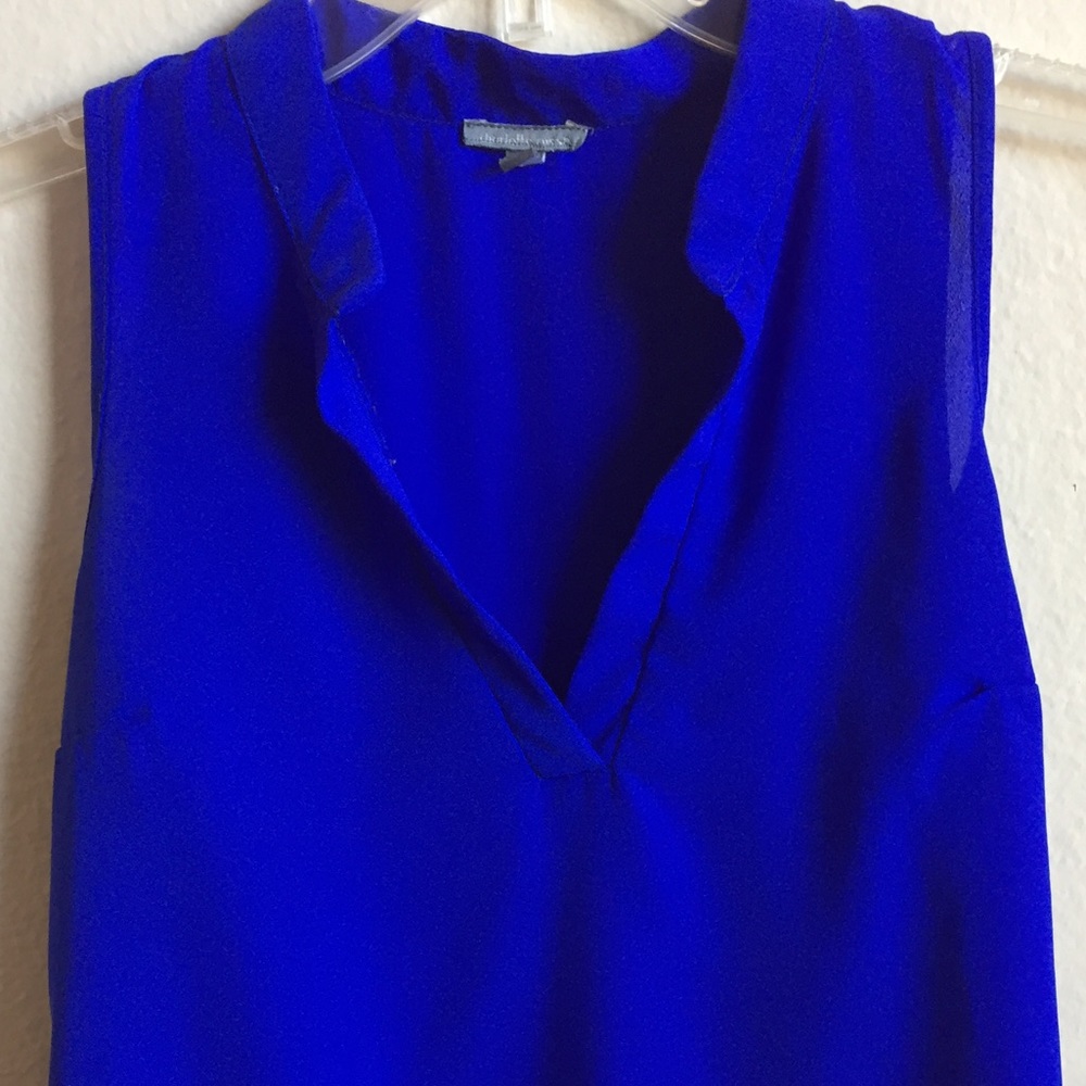 Blue Sleeveless V Neck Top